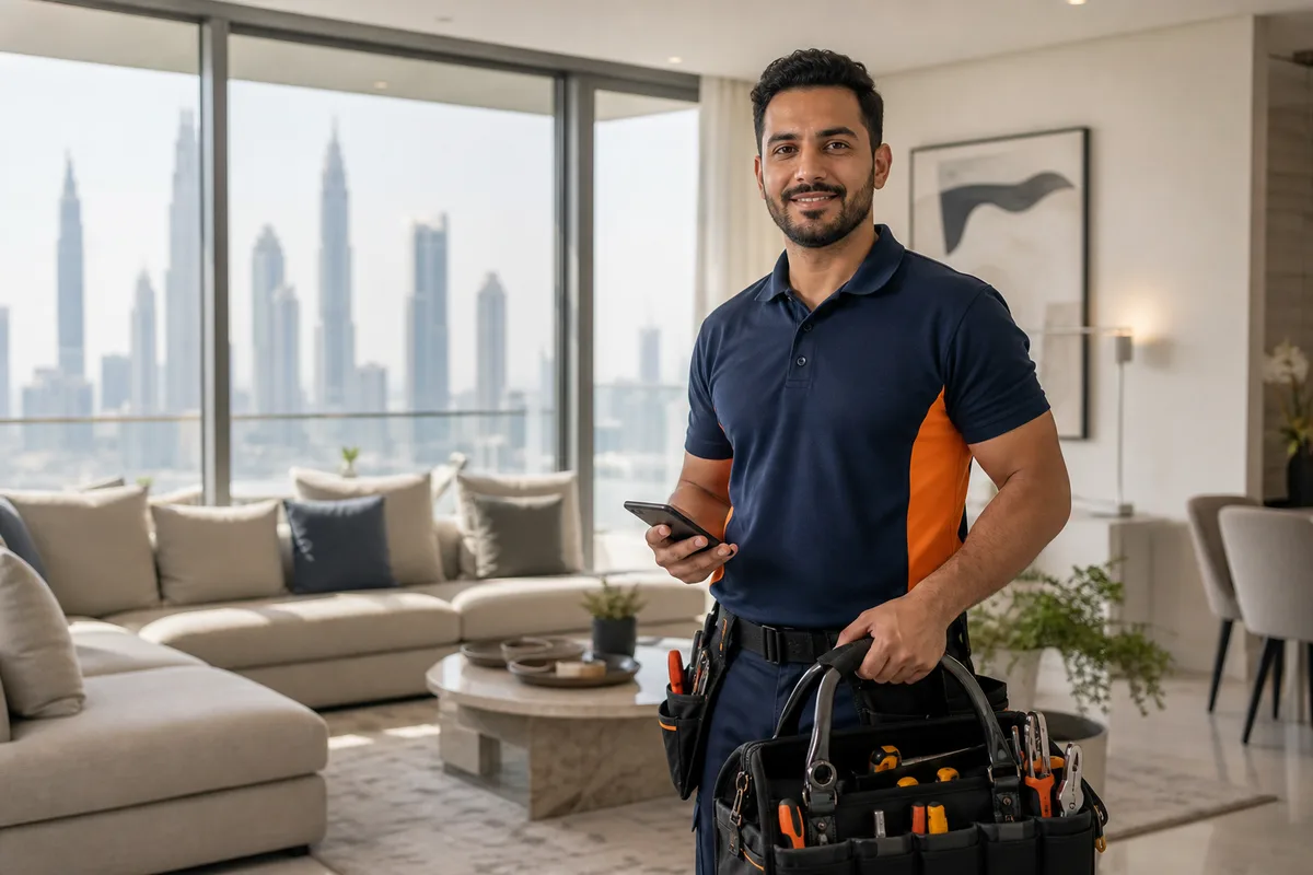 GetItFixed.ae technician in a bright Dubai home maintenance setting