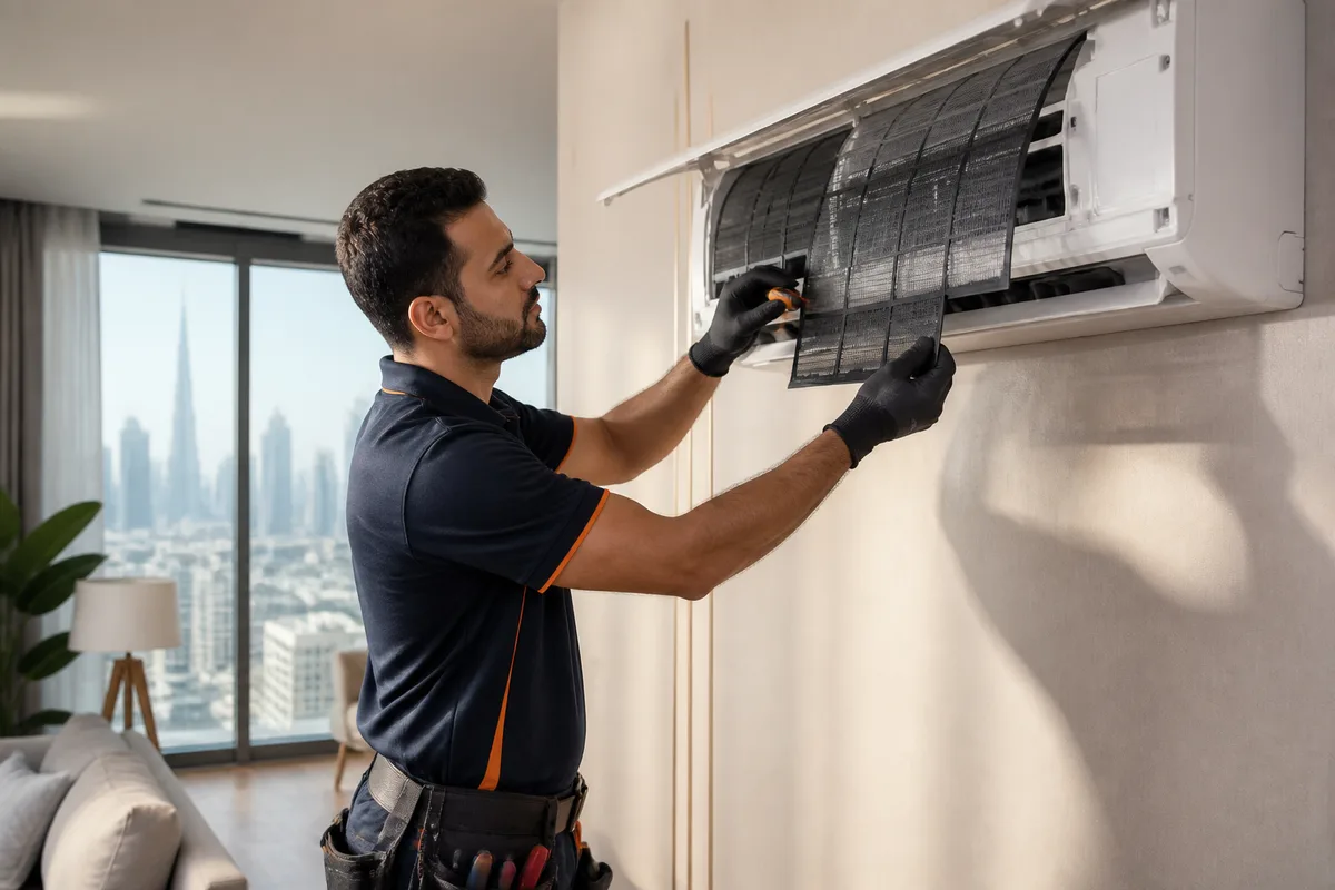AC maintenance and repair visual for Dubai homes